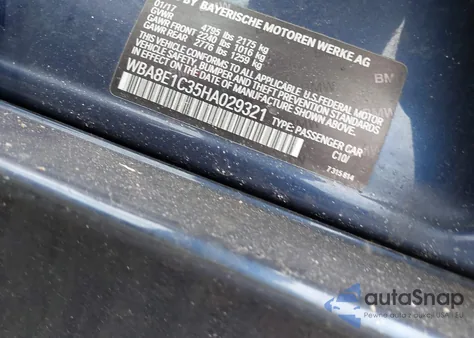 2017 BMW 330E Iperformance из США, поврежденный, VIN WBA8E1C35HA029321